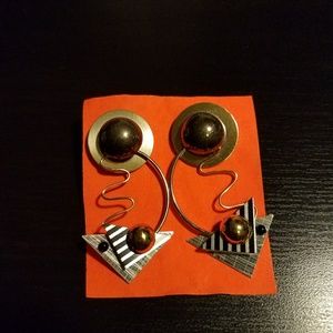 Artist-made retro metal earrings